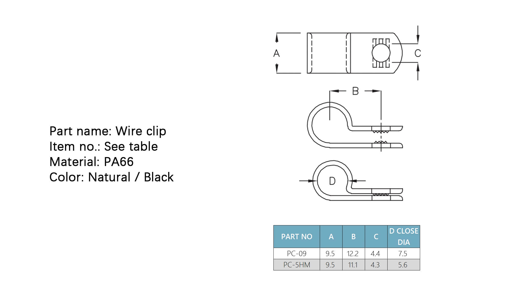 Wire clip PC-09